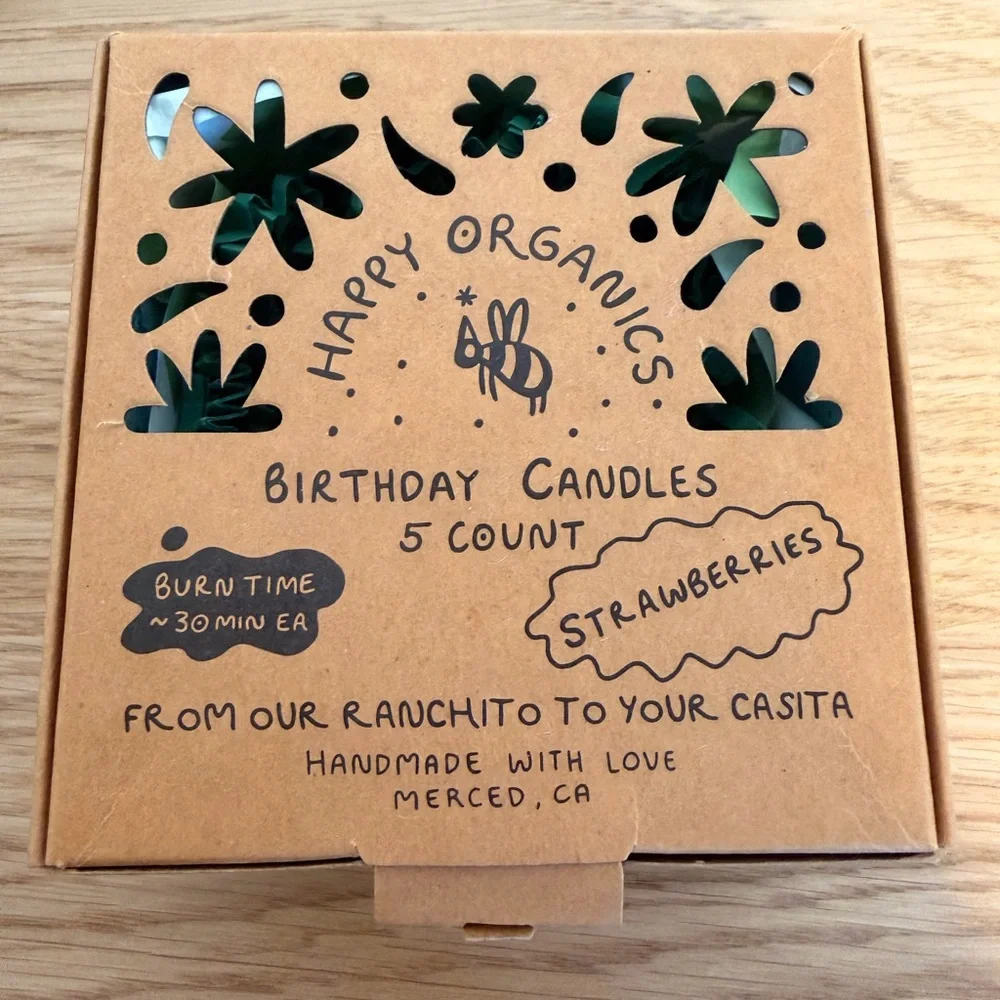 Cute Strawberry Birthday Candles - 5 Count